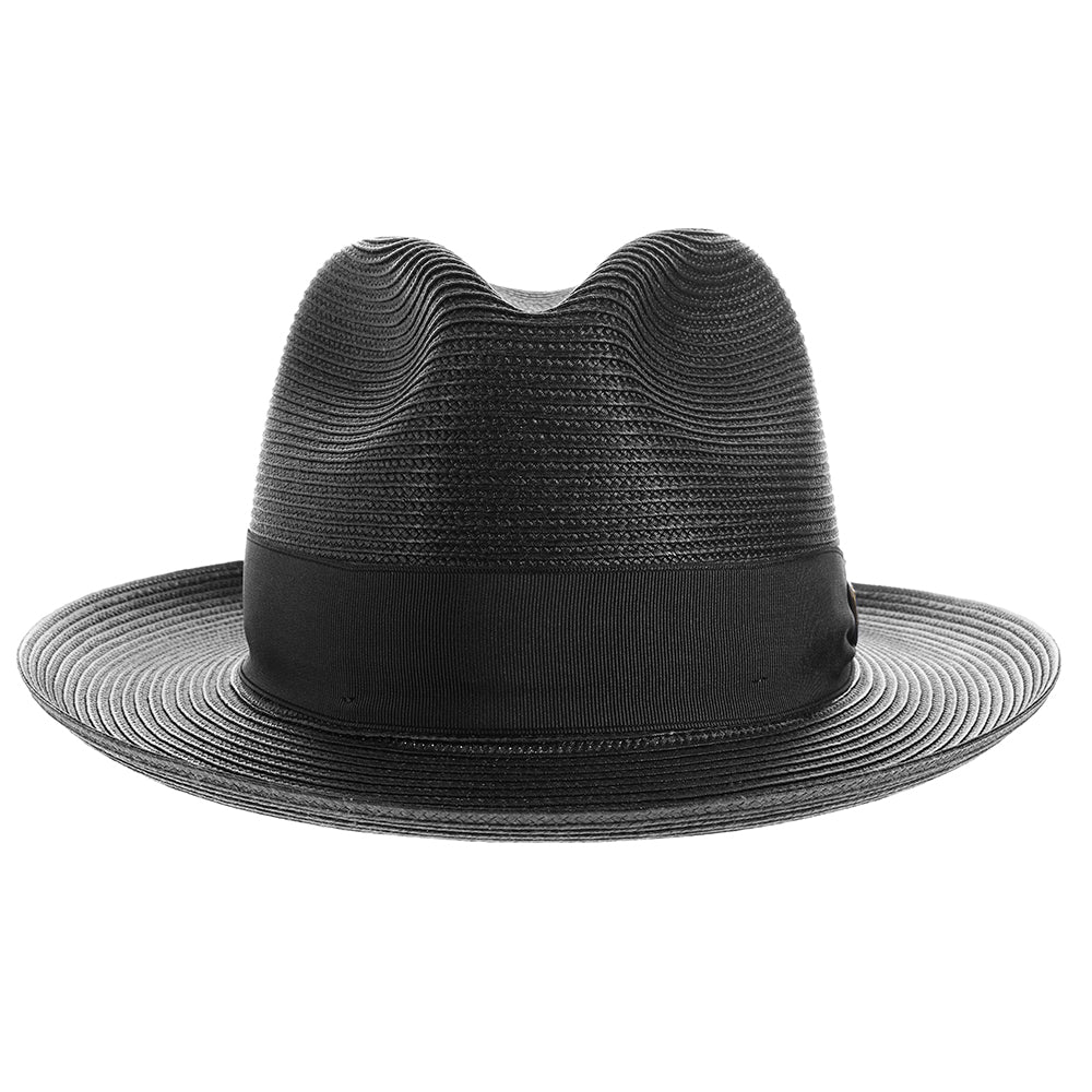 Black Straw Fedora Hat - Image 3