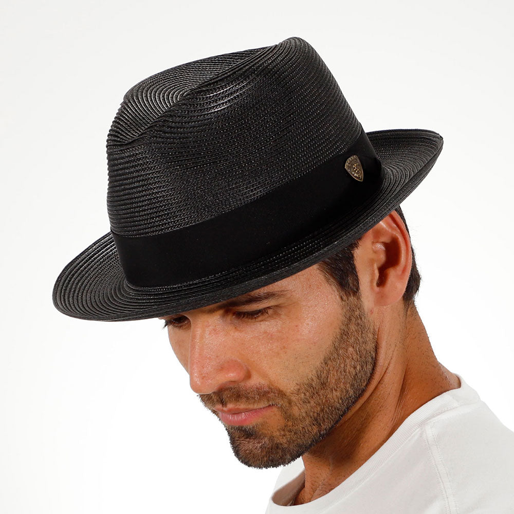 Classic Blue Straw Fedora Hat - Image 20