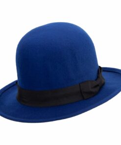 Classic Women's Bowler Wool Felt Hat in Blue