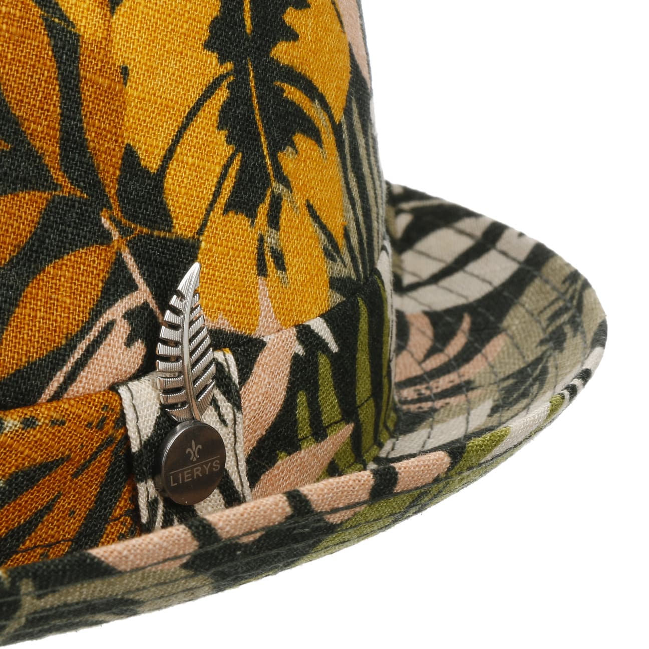Coloured Leaves Pork Pie Linen Hat - Image 2