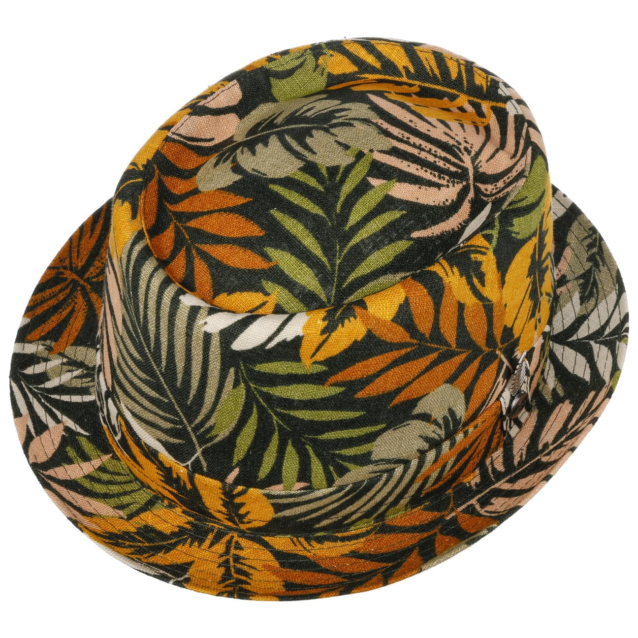 Coloured Leaves Pork Pie Linen Hat - Image 3
