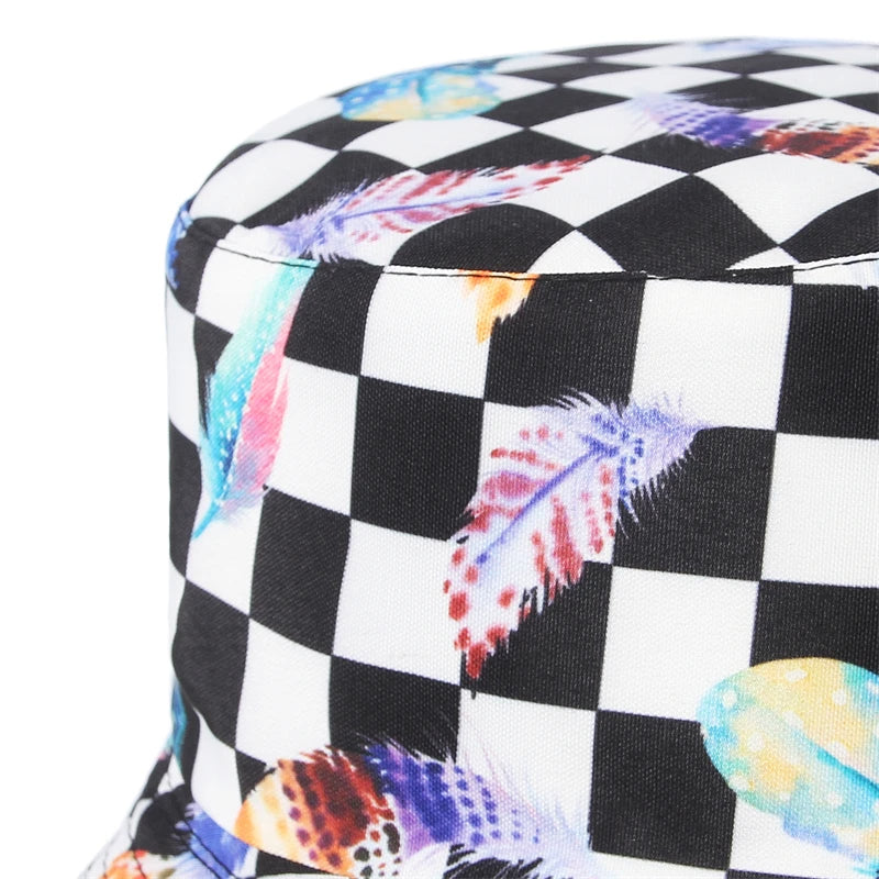 Cotton Check Print Bucket Hat Sun Hats - Image 9