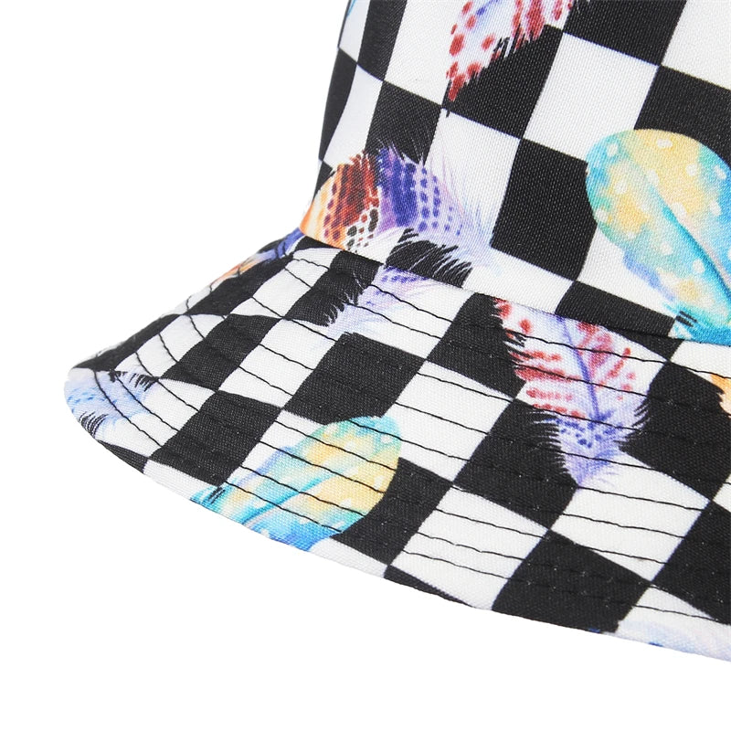 Cotton Check Print Bucket Hat Sun Hats - Image 11