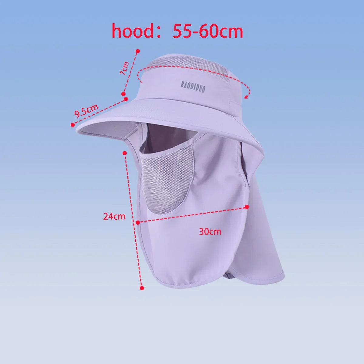 Detachable Face Mask Shawl Wide Brim Boonie Hat with Ponytail Hole - Image 6