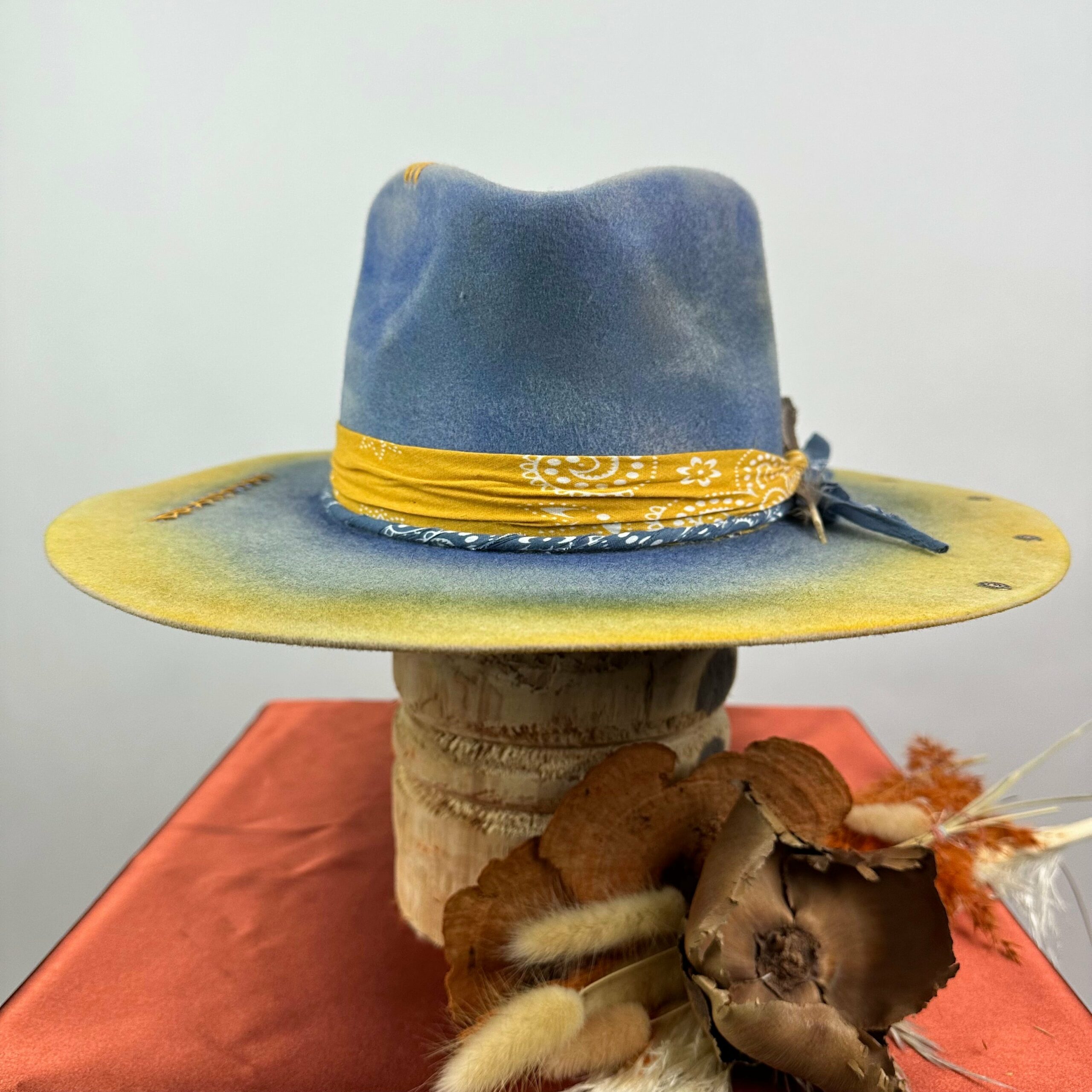 Distressed Fedora Blue Ombre Road Warrior - Image 8