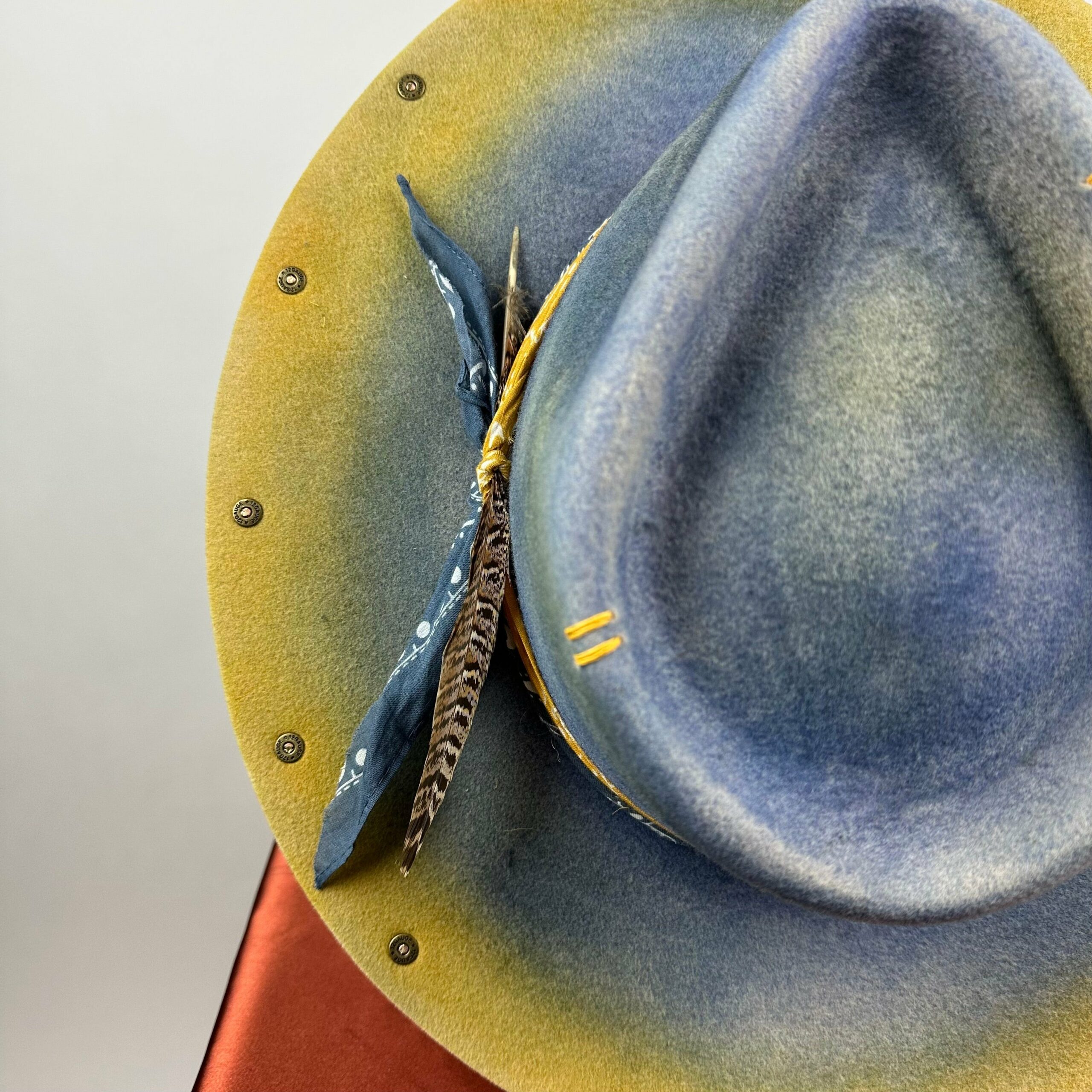 Distressed Fedora Blue Ombre Road Warrior - Image 7