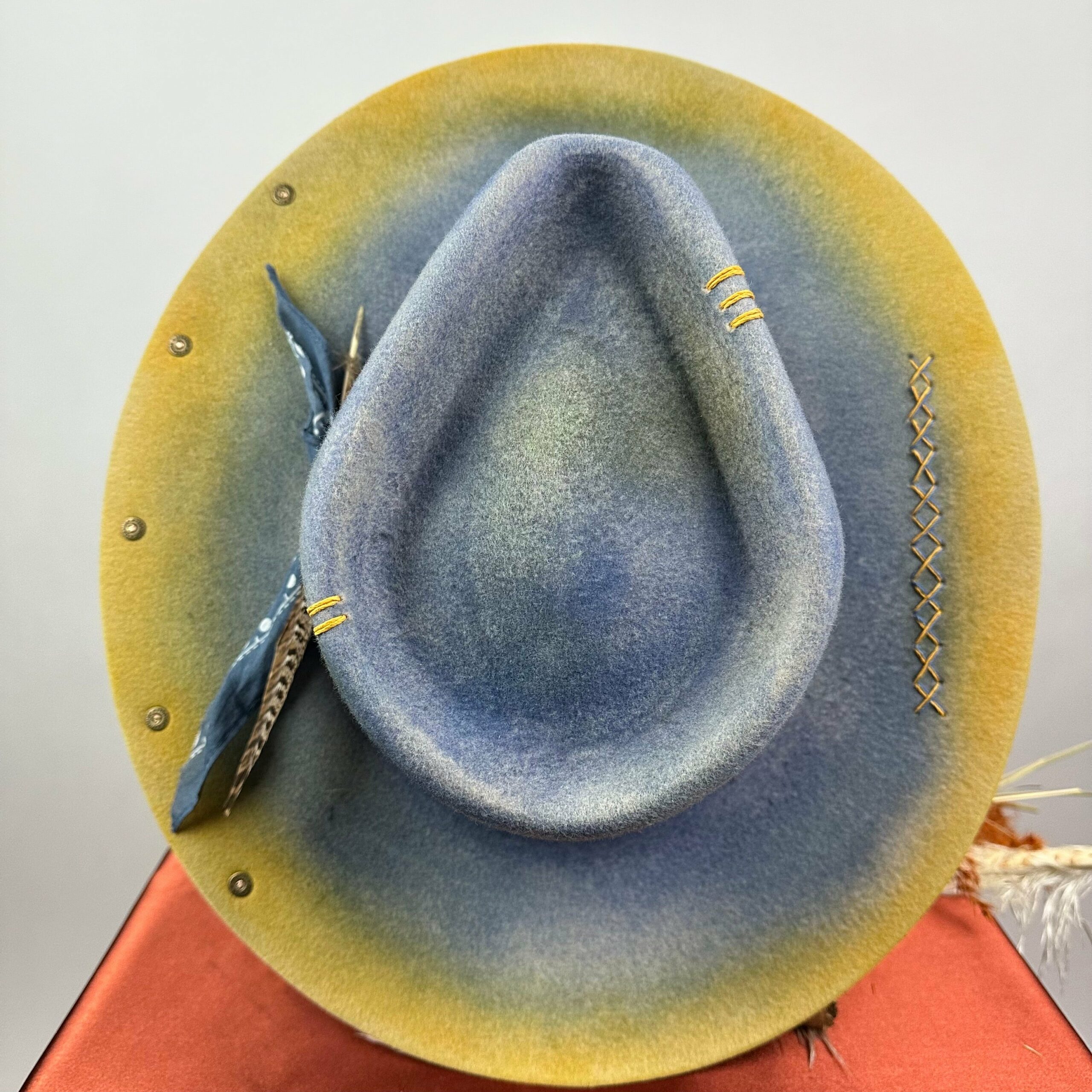 Distressed Fedora Blue Ombre Road Warrior - Image 4