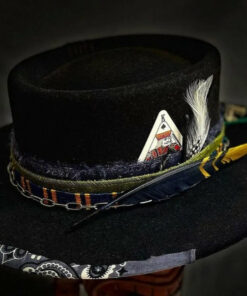 Distressed Fedora with Rounded Crown and Colorful Ribbon Adornments