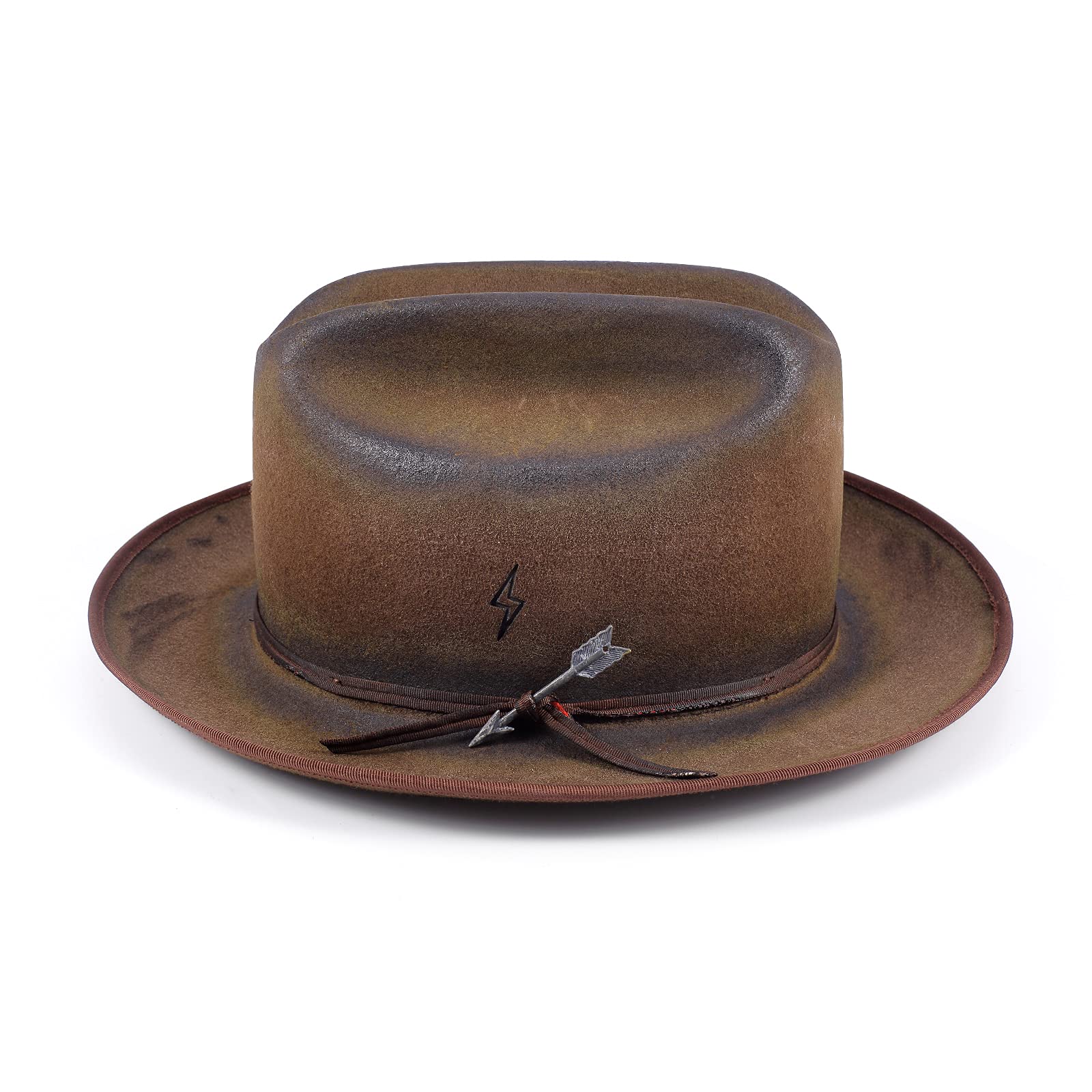 Distressed Finish Arrow Sign Felt Fedora Hat - Image 2