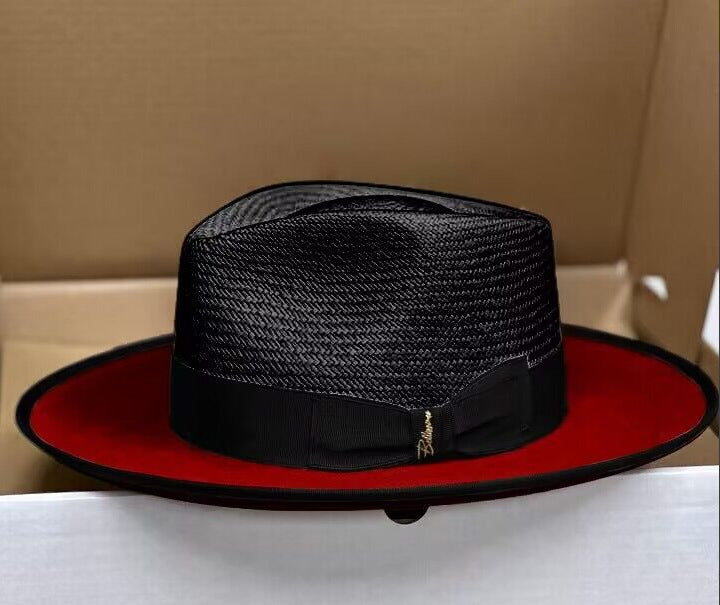 Effortless Class Two Stone Straw Felt Fedora Hat-Black - Image 6