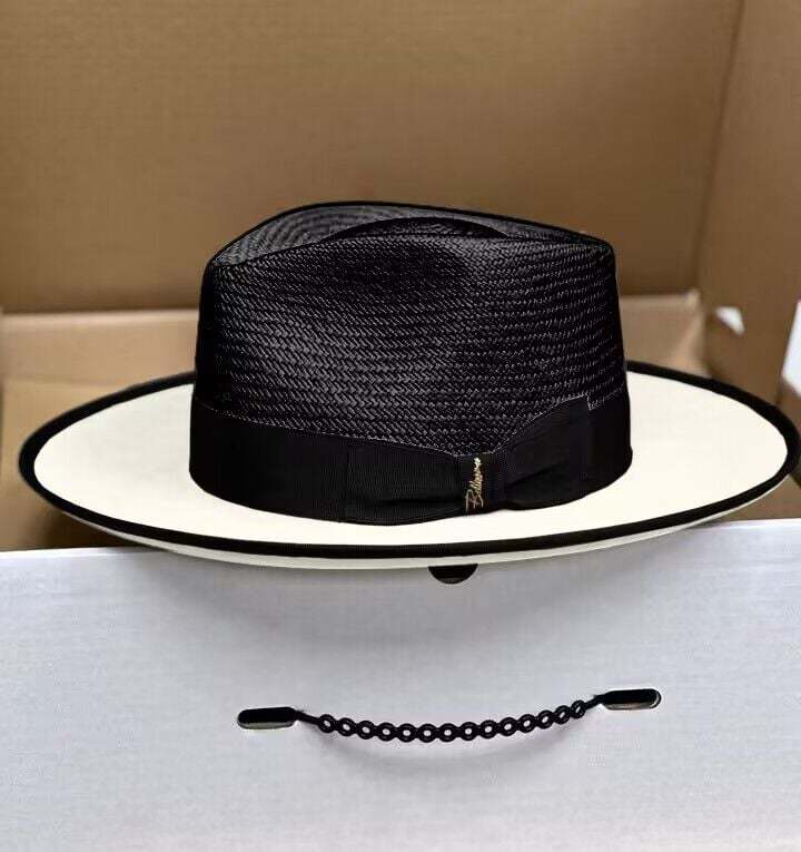 Effortless Class Two Stone Straw Felt Fedora Hat-Black - Image 4