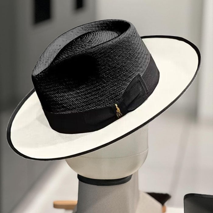 Effortless Class Two Stone Straw Felt Fedora Hat-Black - Image 3