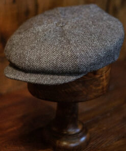 Eight Piece Classic Gray Herringbone Wool Newsboy Hat
