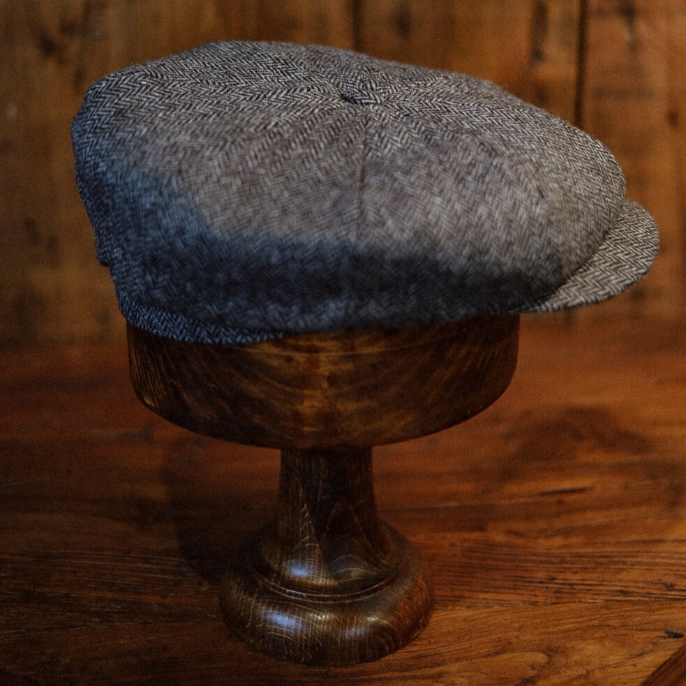 Eight Piece Classic Gray Herringbone Wool Newsboy Hat - Image 5
