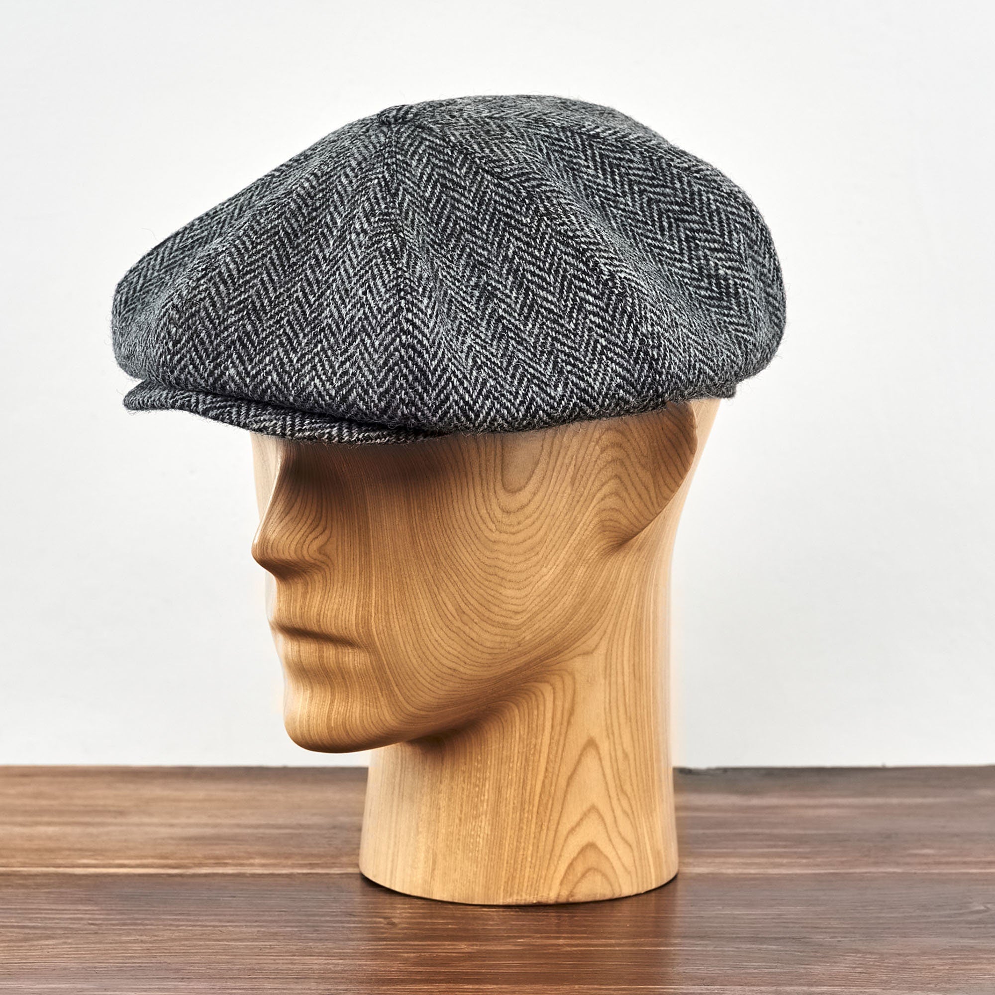 Eight Piece Herringbone Wool Newsboy Cap-Mint Green - Image 2