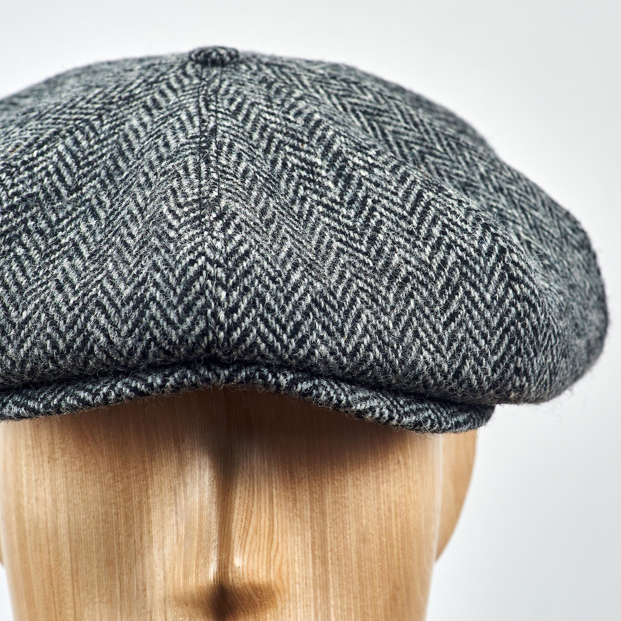 Eight Piece Herringbone Wool Newsboy Cap-Mint Green - Image 3