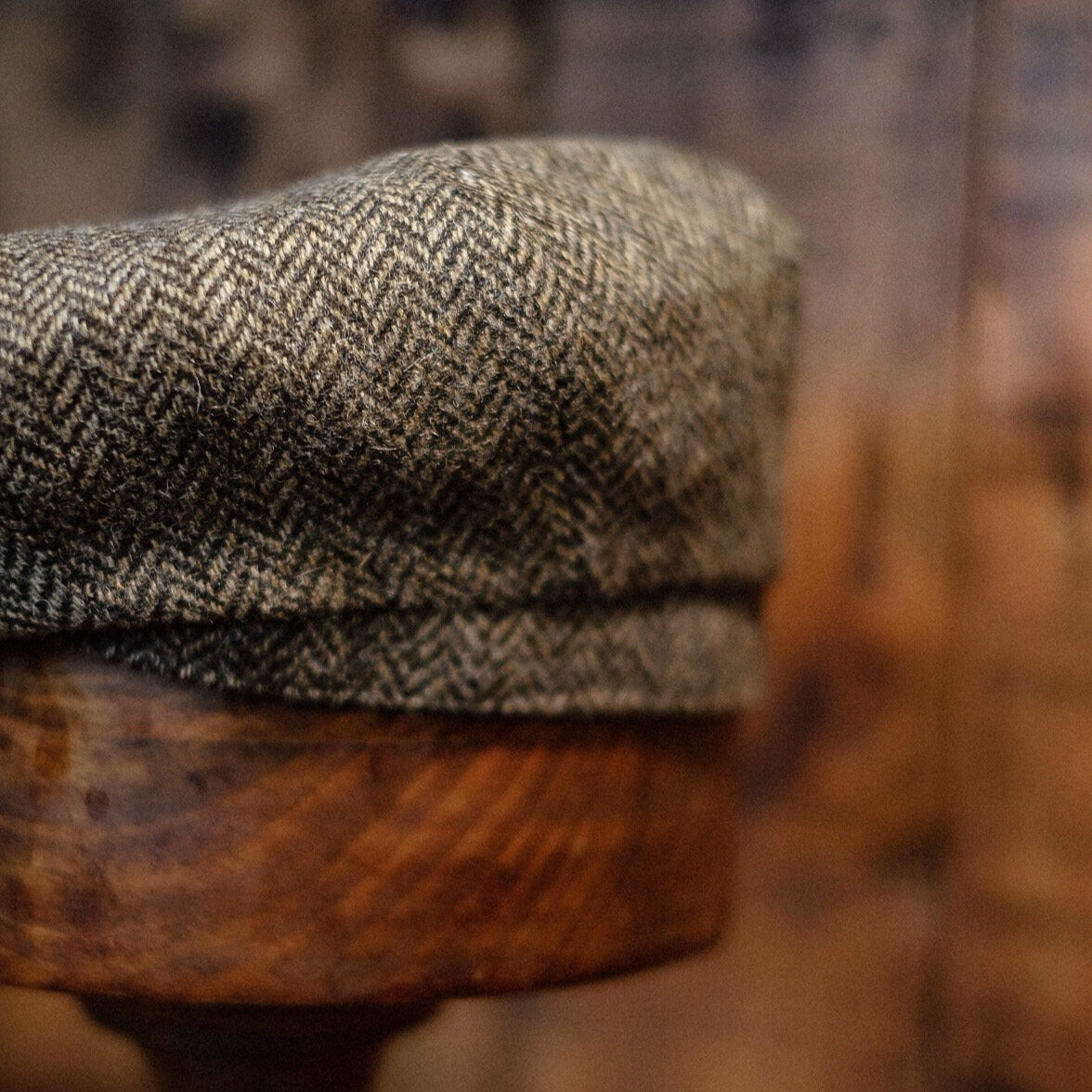 Eight Piece Herringbone Wool Retro Newsboy Cap-Light Brown - Image 5