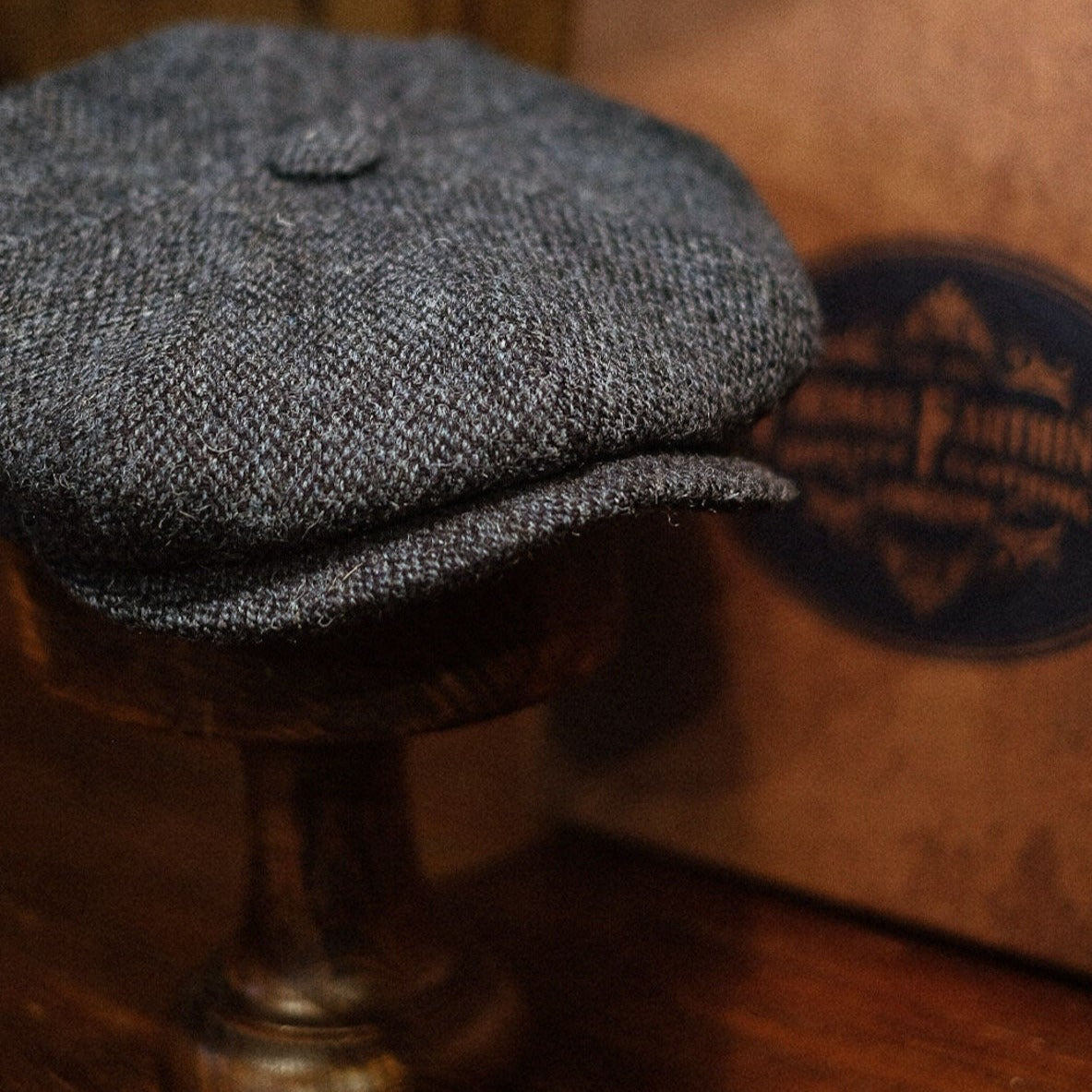 Eight Piece Light Blue Harris Tweed Wool Newsboy Cap - Image 4