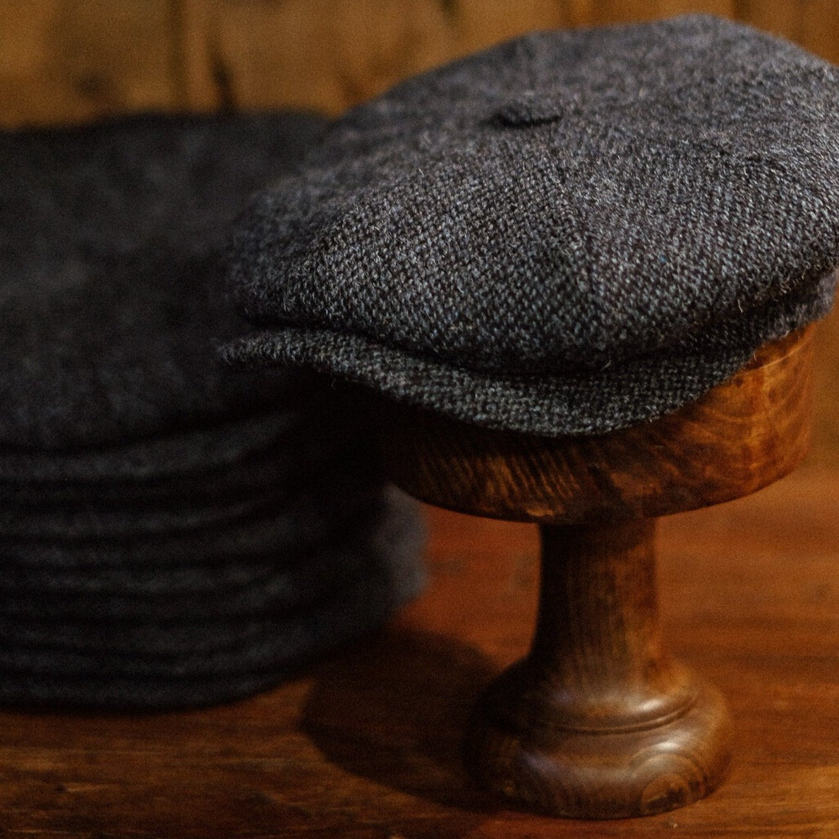 Eight Piece Light Blue Harris Tweed Wool Newsboy Cap - Image 6