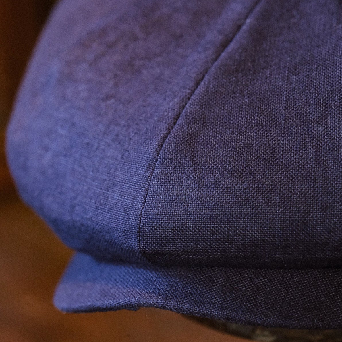 Eight Piece Linen Newsboy Cap-Deep Bule - Image 3