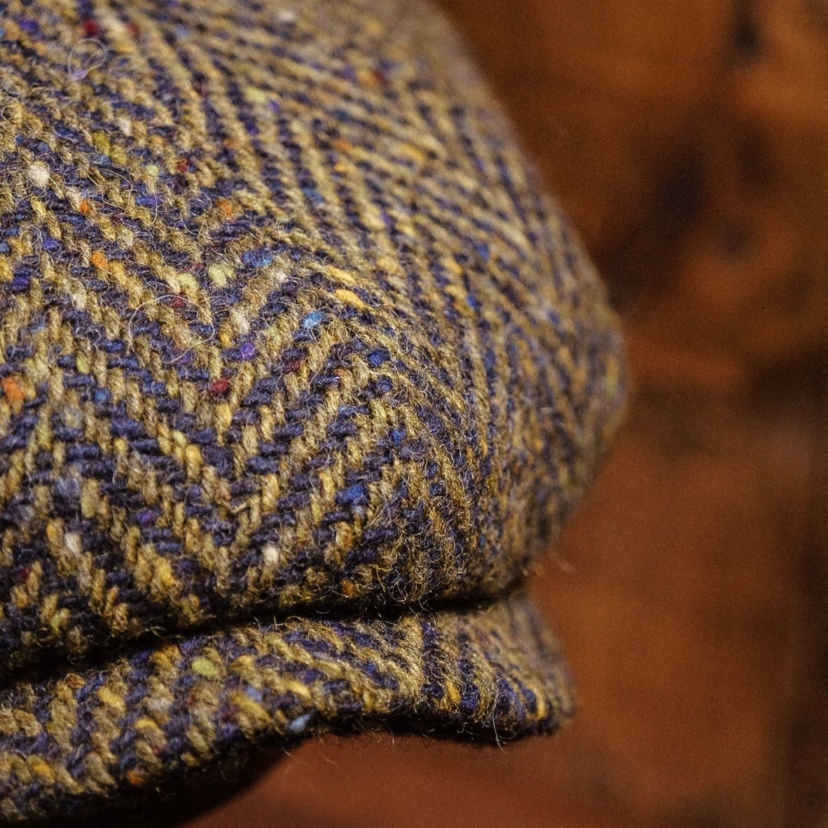 Eight Piece Navy & Green Herringbone Wool Newsboy Cap - Image 4
