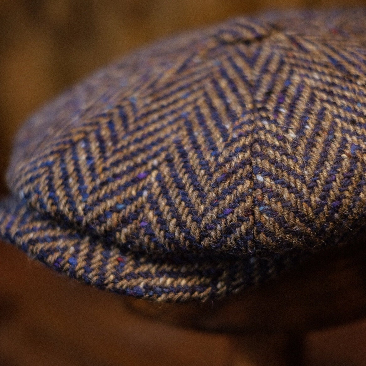 Eight Piece Navy Herringbone Newsboy Cap - Image 5