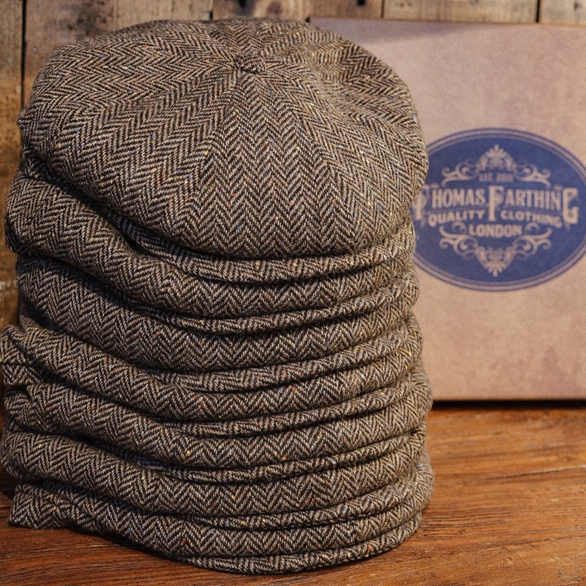 Eight Piece Pure Wool Newsboy Hat - Light Brown - Image 6