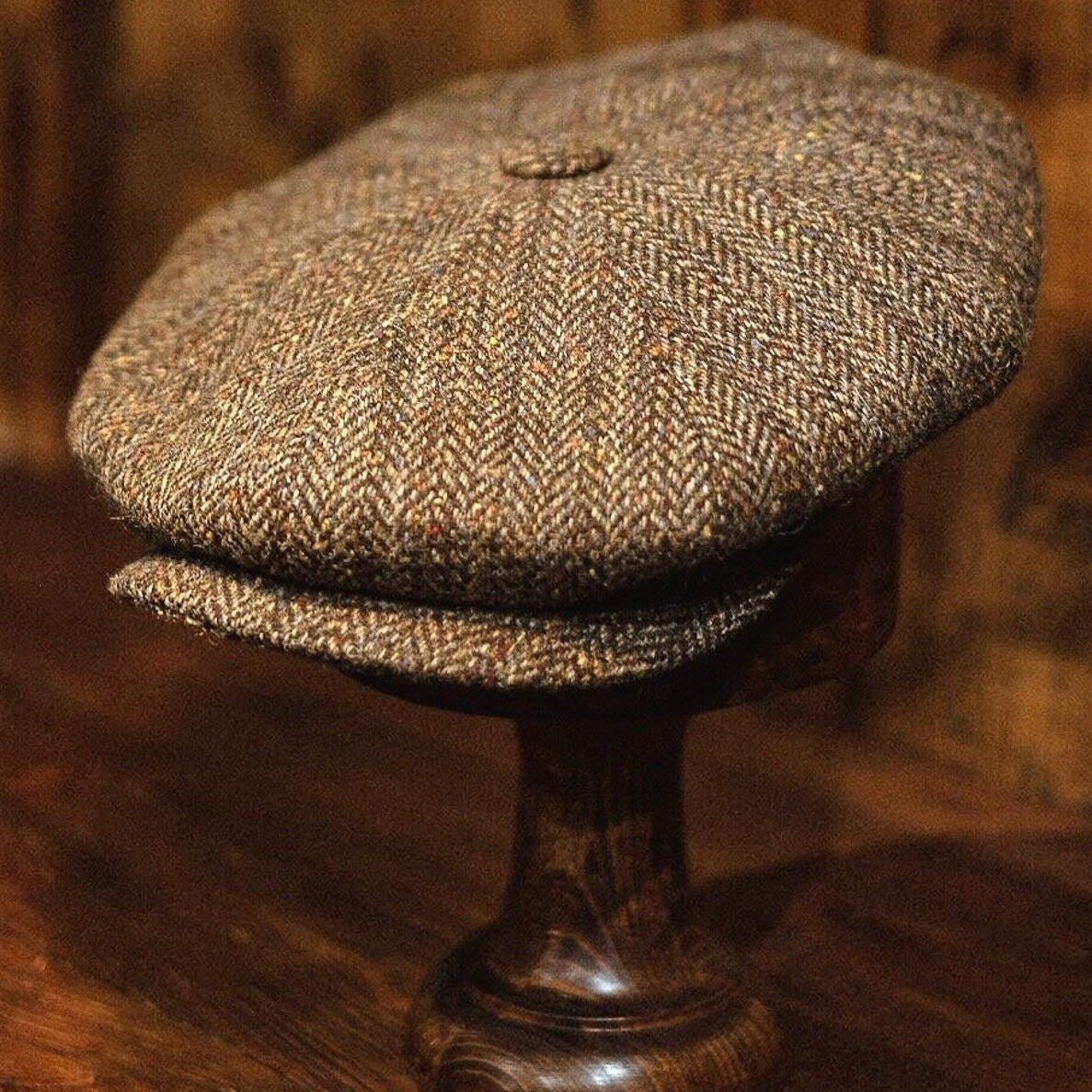 Eight Piece Rust/Red Stripe Wool Newsboy Cap - Image 9