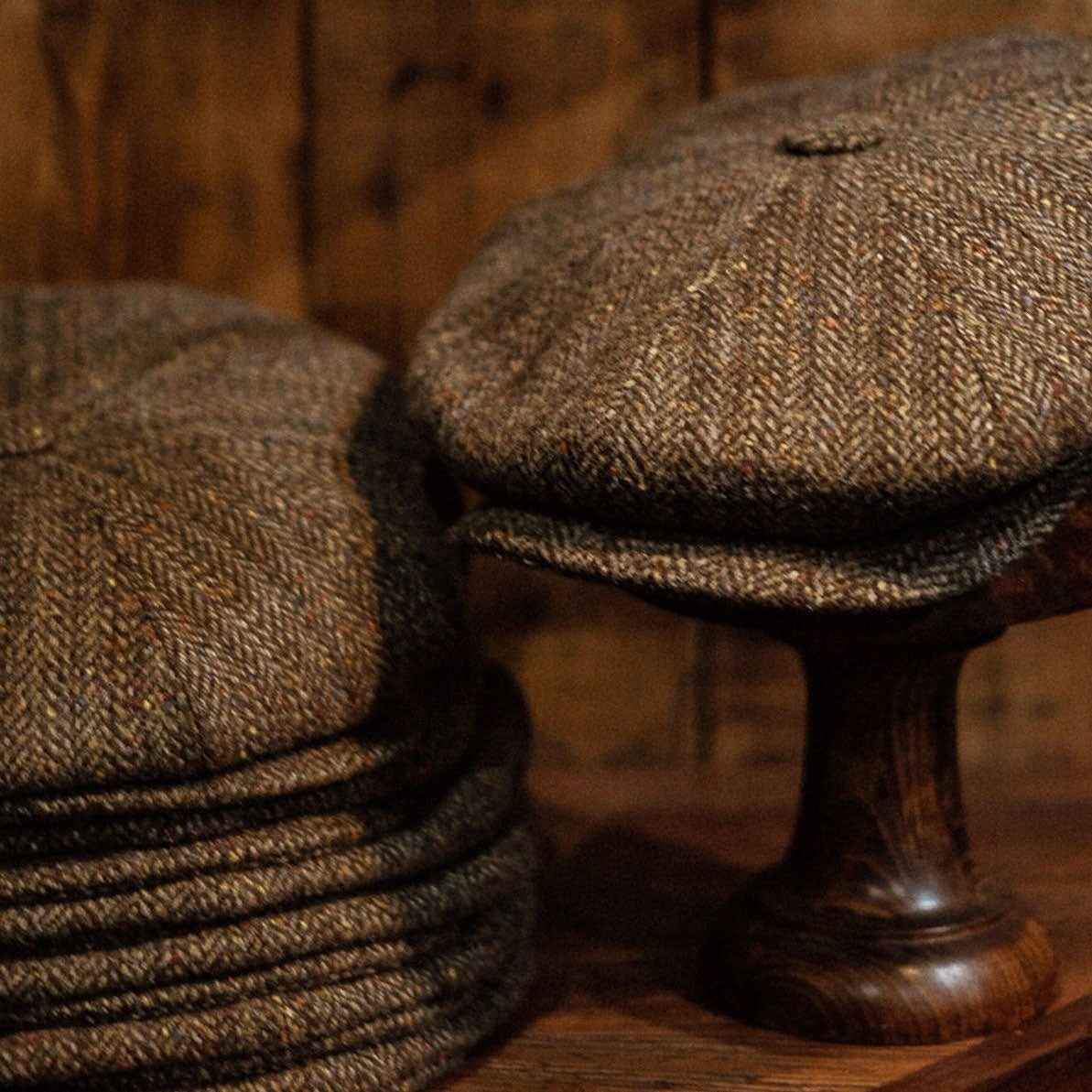 Eight Piece Rust/Red Stripe Wool Newsboy Cap - Image 6