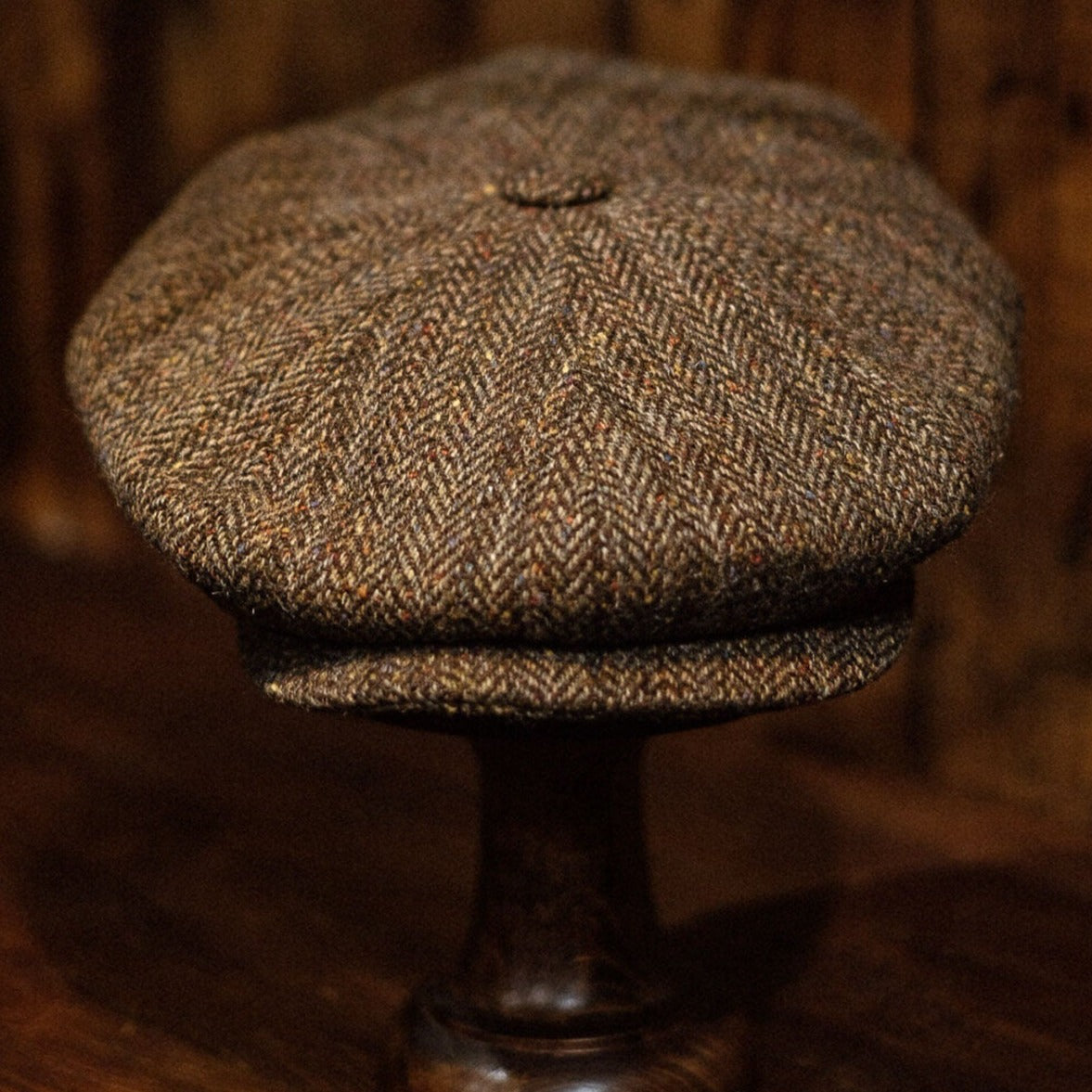 Eight Piece Rust/Red Stripe Wool Newsboy Cap - Image 3