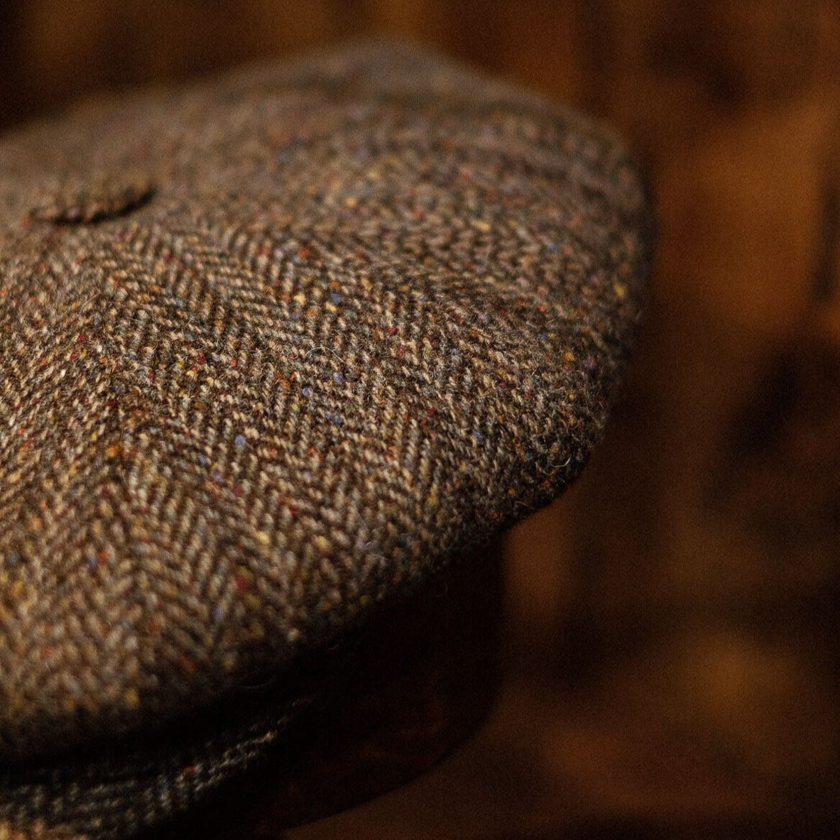 Eight Piece Rust/Red Stripe Wool Newsboy Cap - Image 4