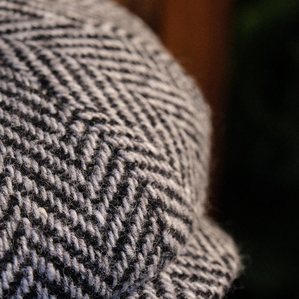 Eight Piece White & Black Herringbone Wool Newsboy Cap - Image 2