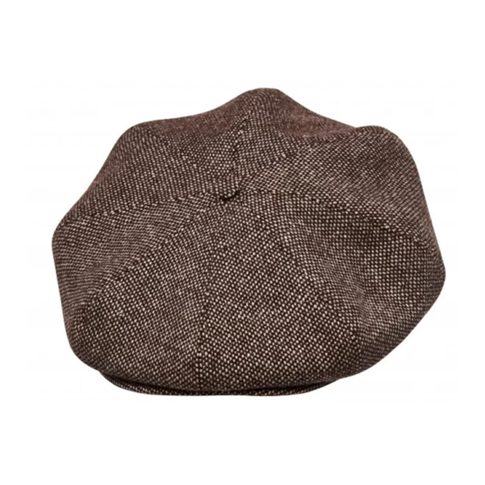 Eight Piece Wool Newsboy Cap-Brown Tweed - Image 3