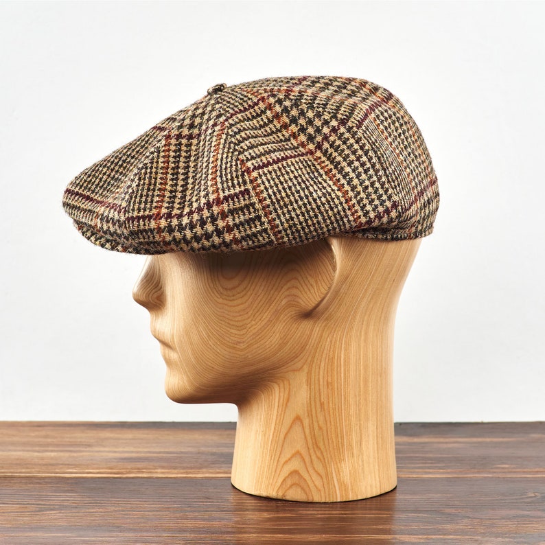 Eight Piece Wool Newsboy Cap-Crown Beige - Image 3