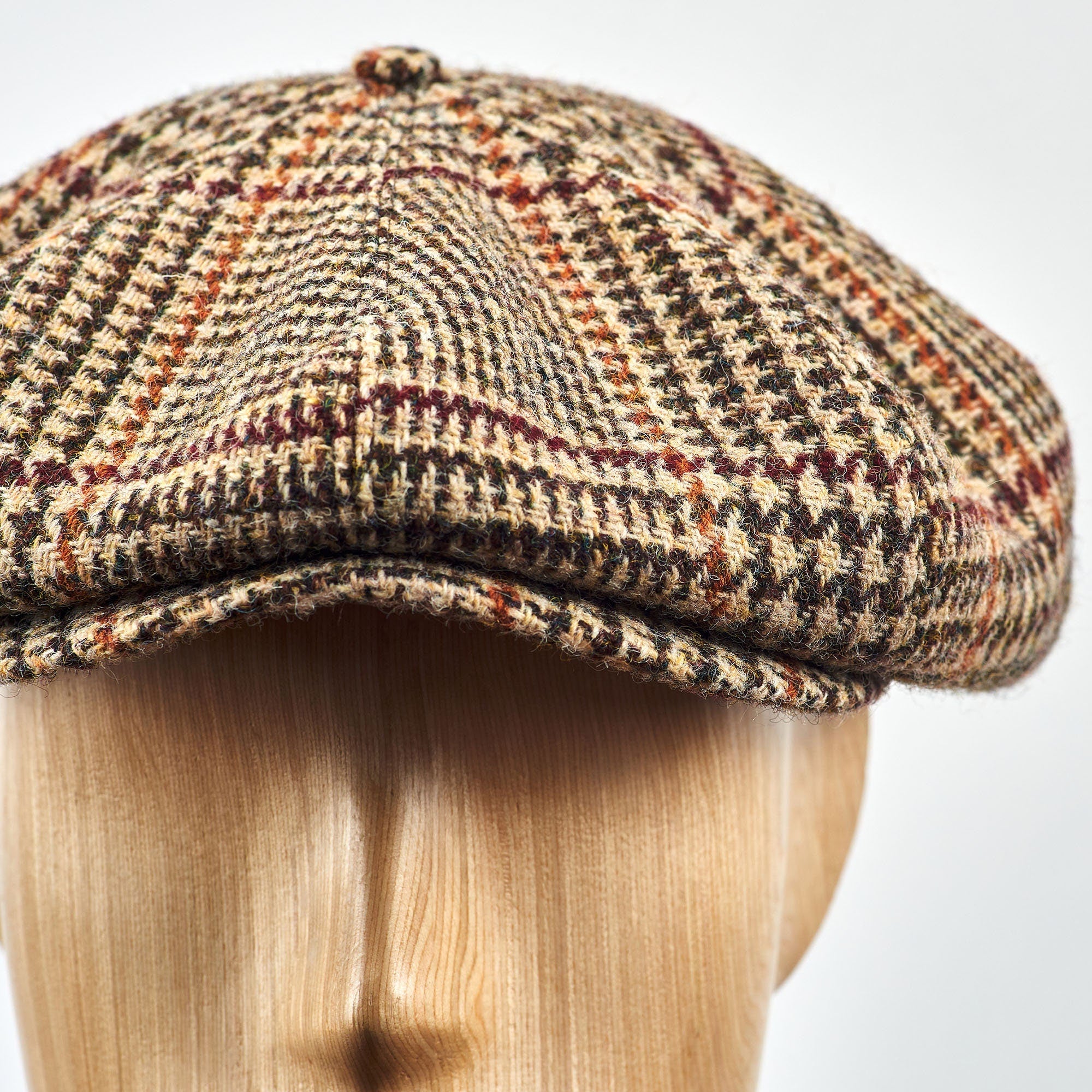 Eight Piece Wool Newsboy Cap-Crown Beige - Image 4