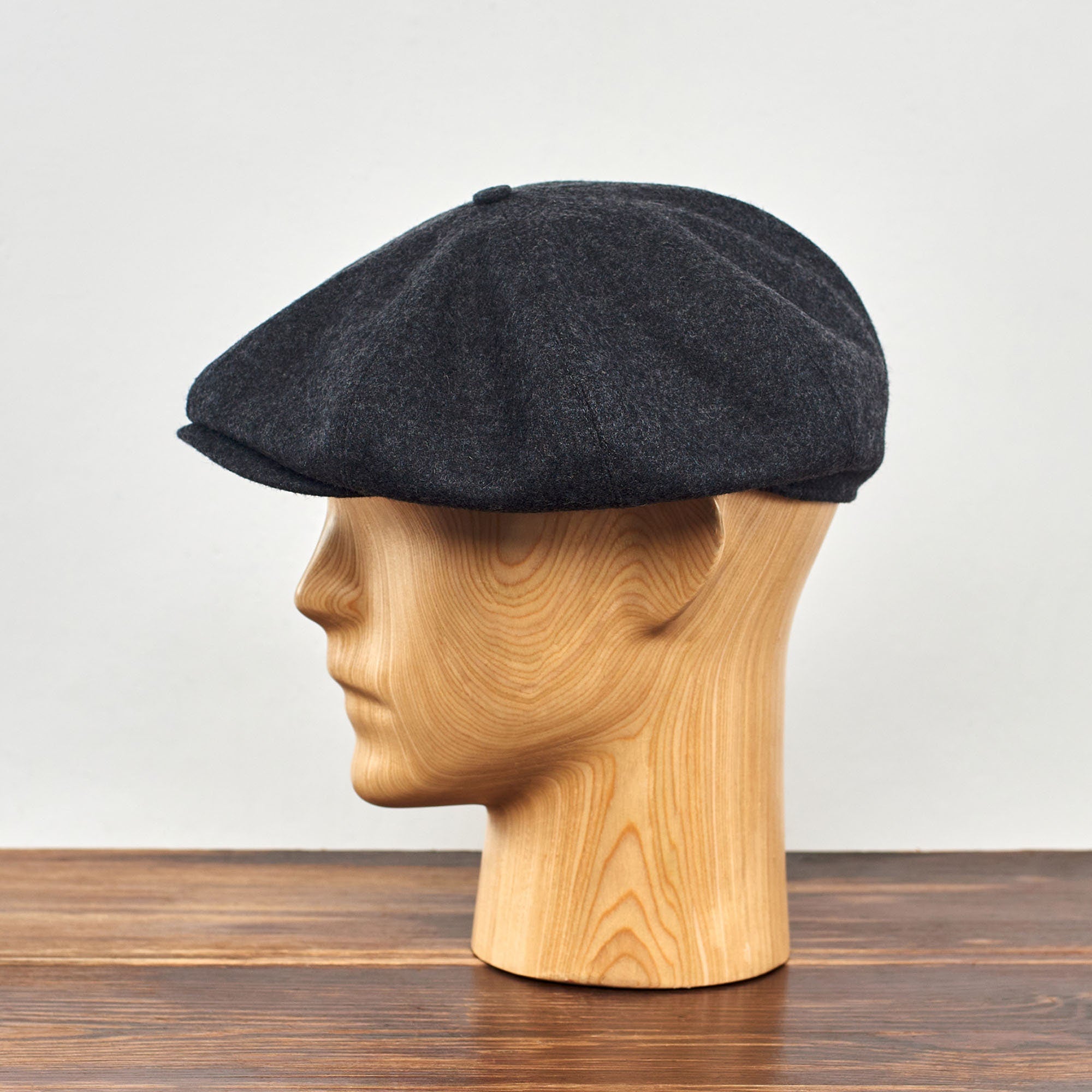 Eight Piece Wool Newsboy Cap-Dark Grey - Image 6