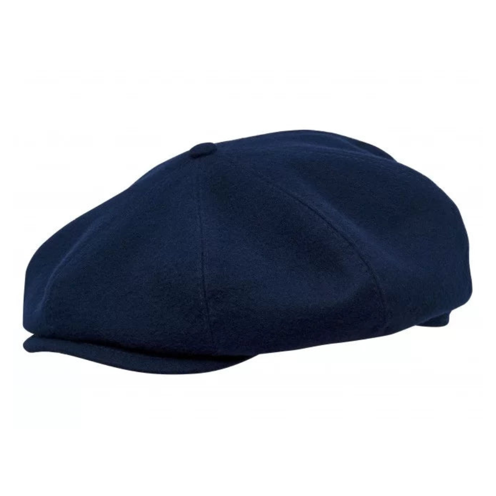 Eight Piece Wool Newsboy Cap-Navy Blue - Image 3