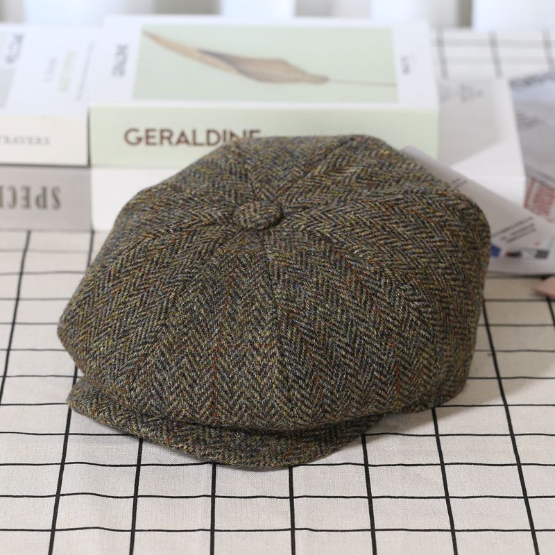 Elegant Tweed Wool Newsboy Cap - Image 3