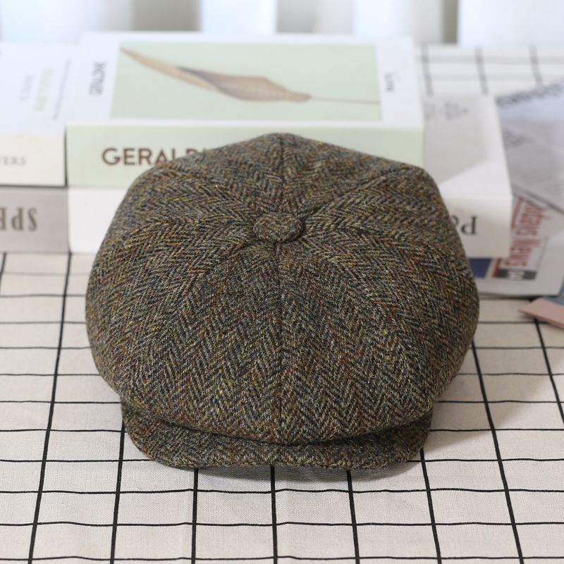 Elegant Tweed Wool Newsboy Cap - Image 9