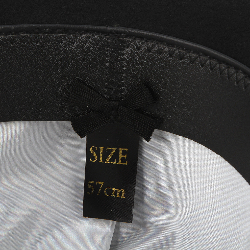 Feather Decorated Black Bowler Hat - Image 3