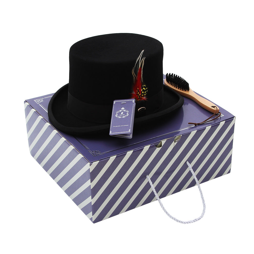Feather Decorated Black Top Hat - Image 5