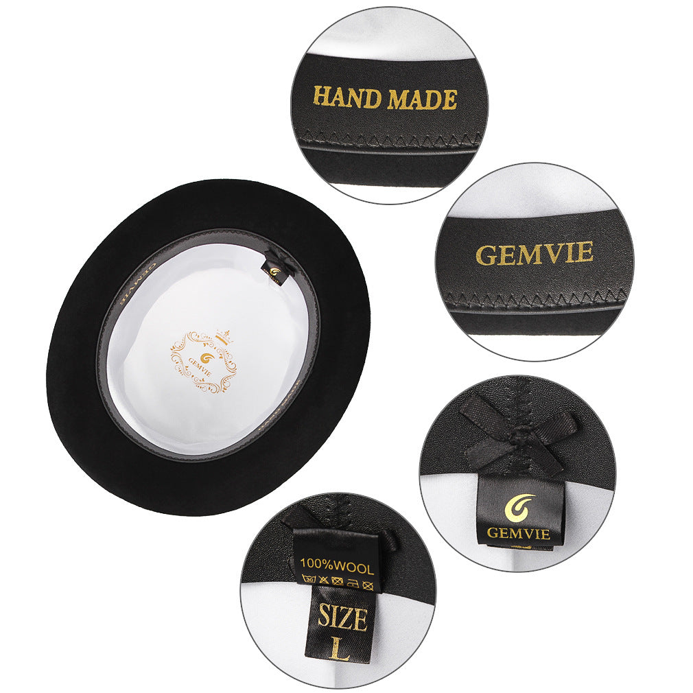 Feather Decorated Black Top Hat - Image 8