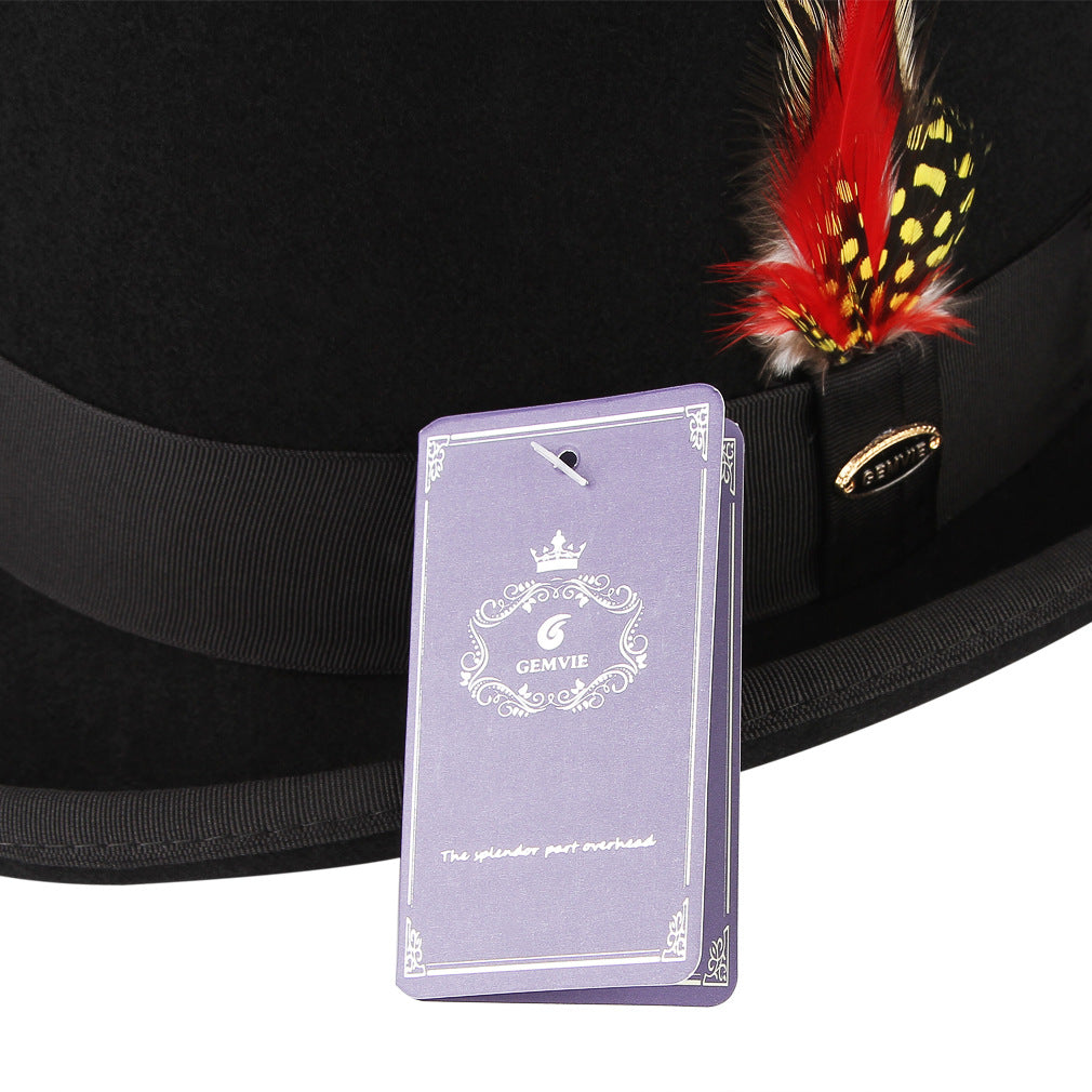 Feather Decorated Black Top Hat - Image 6