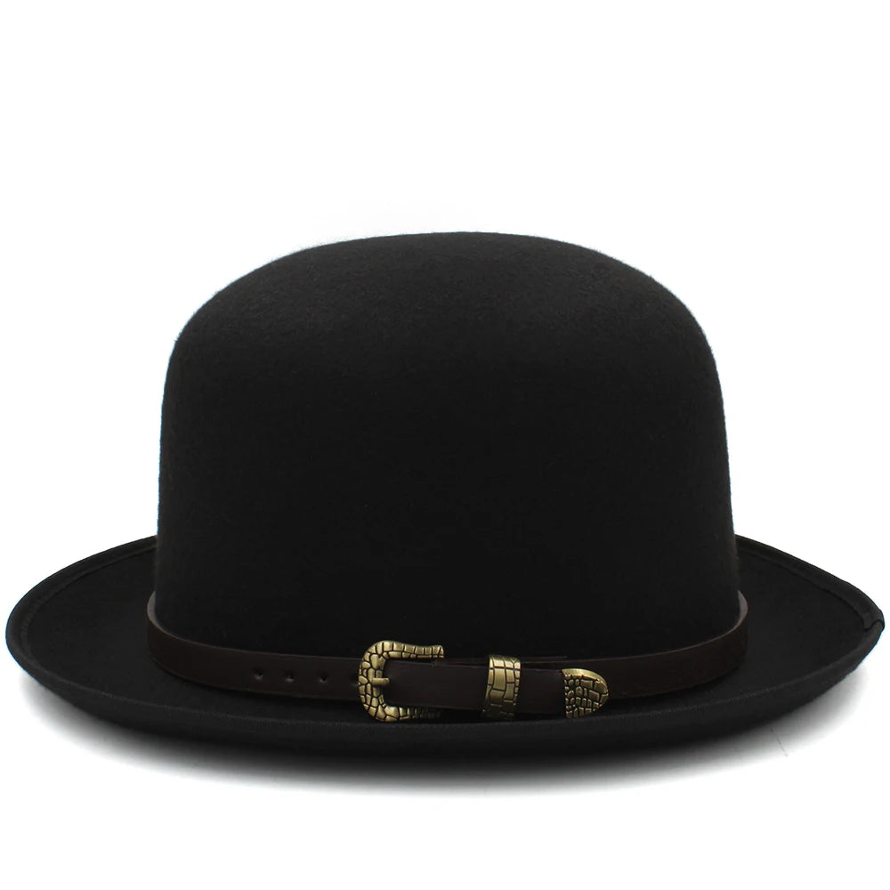 Felt Bowler Hat with Leather Accent - Image 4