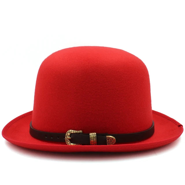 Felt Bowler Hat with Leather Accent - Image 9