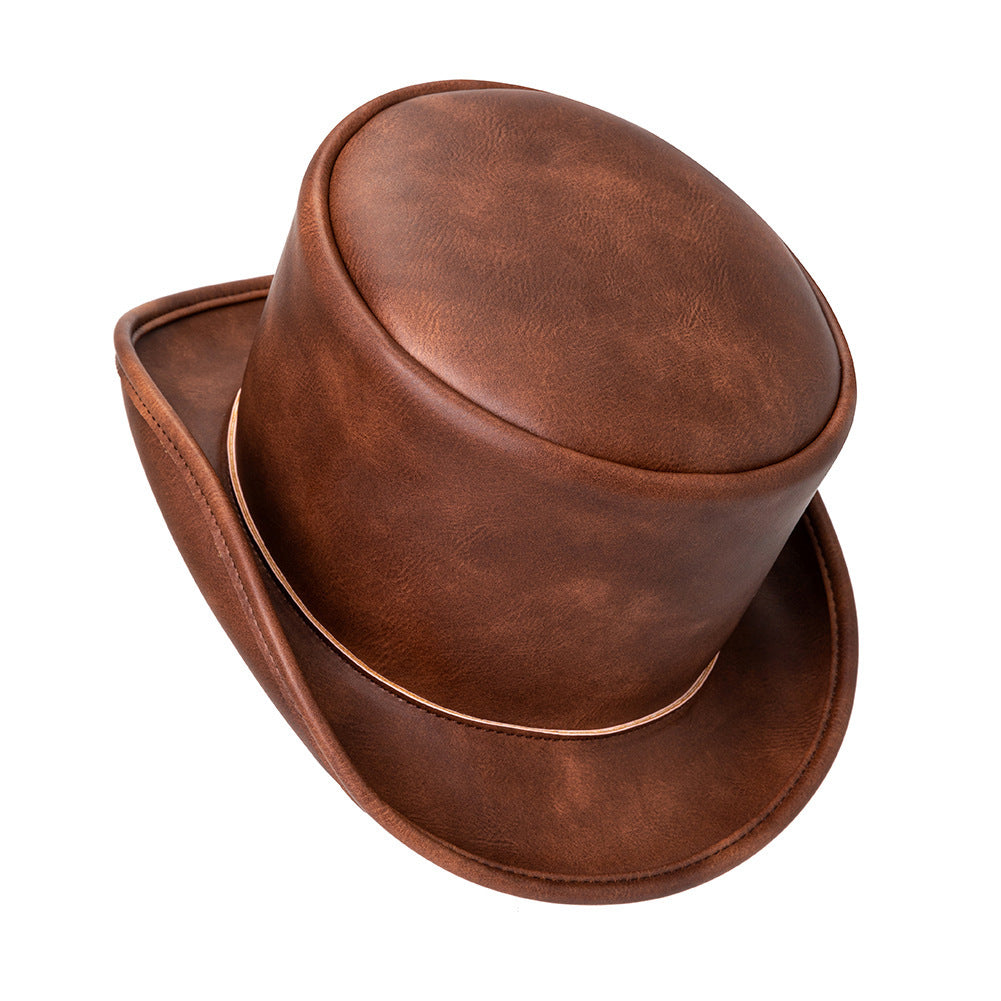 Leather Brown Top Hat - Image 4