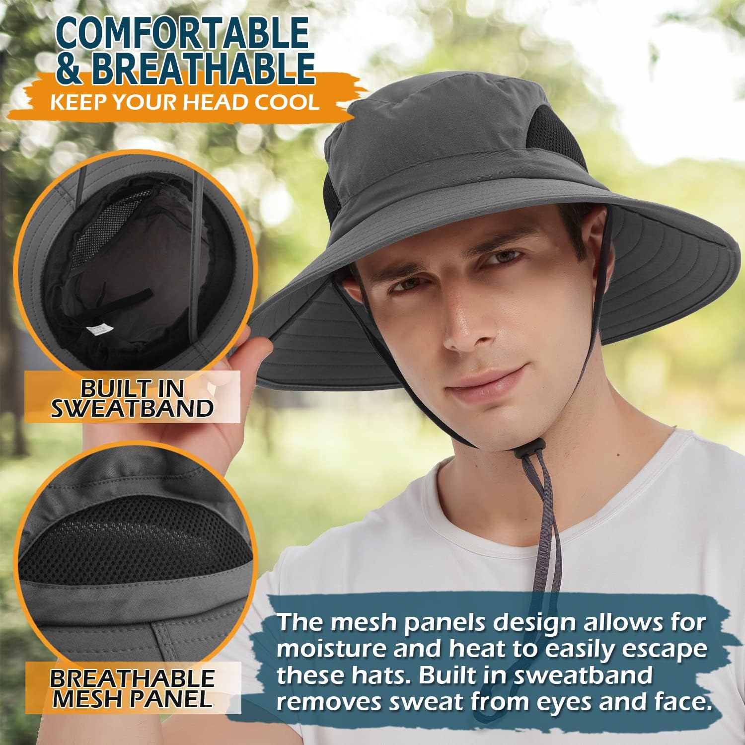 Men and Women Large Brim Waterproof Breathable Outdoor Quick Dry Boonie Hat - Image 5