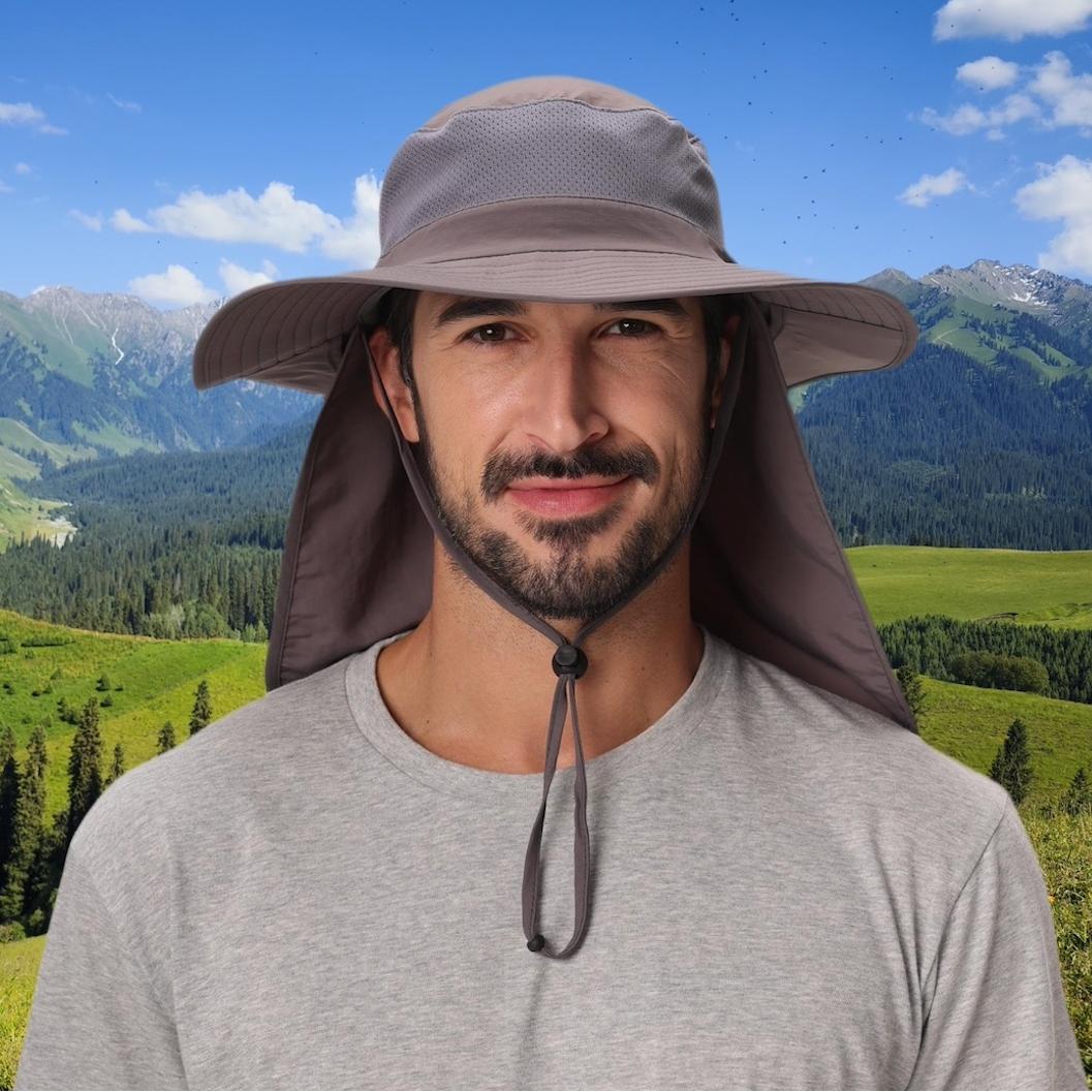 Outdoor UPF50+ Mesh Sun Hat Wide Brim Fishing Hat with Neck Flap - Image 18
