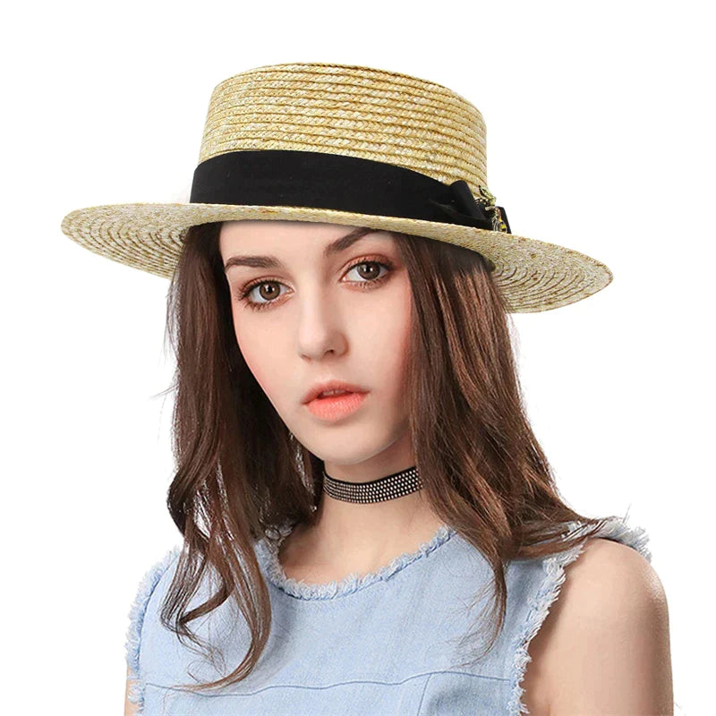 Panama Bow Flat-Top Straw Hat - Image 2