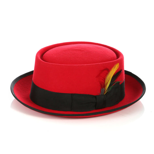 Red Wool Felt Pork Pie Hat - Image 2